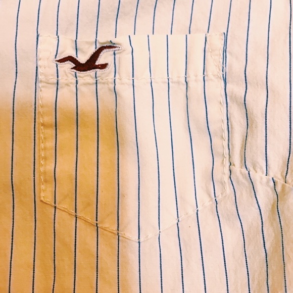 HOLLISTER sm button down, yellow with blue stripes - Picture 4 of 5